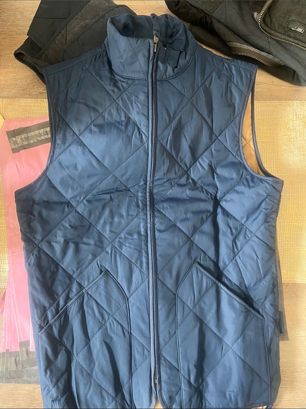 J. Crew Factory Quilted Blue Full-Zip Vest
